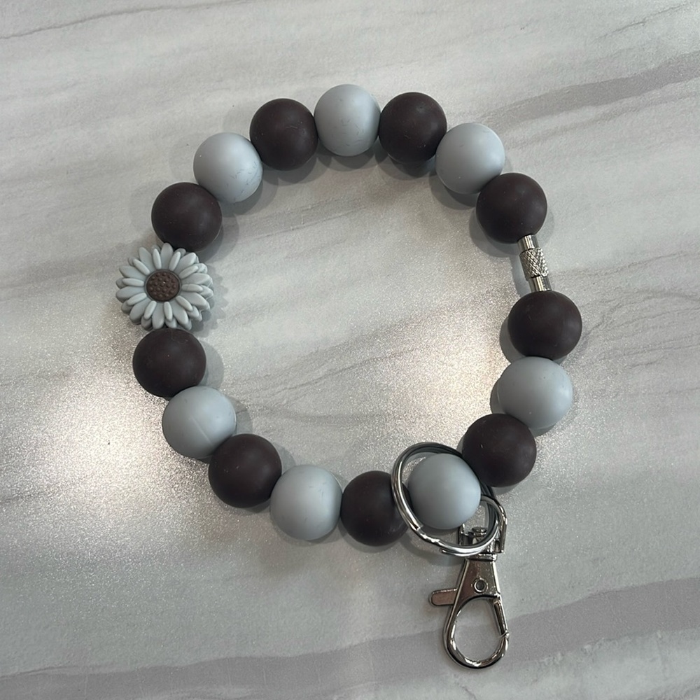 DARK BROWN AND GRAY Silicone Key Ring